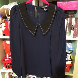 COPY - Brand new cute navy blouse with black coll…